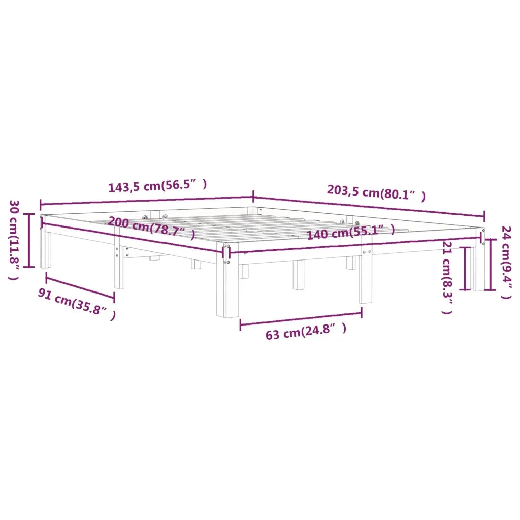 Giroletto-Struttura Letto in Legno Massello di Pino 140x200 cm 688773