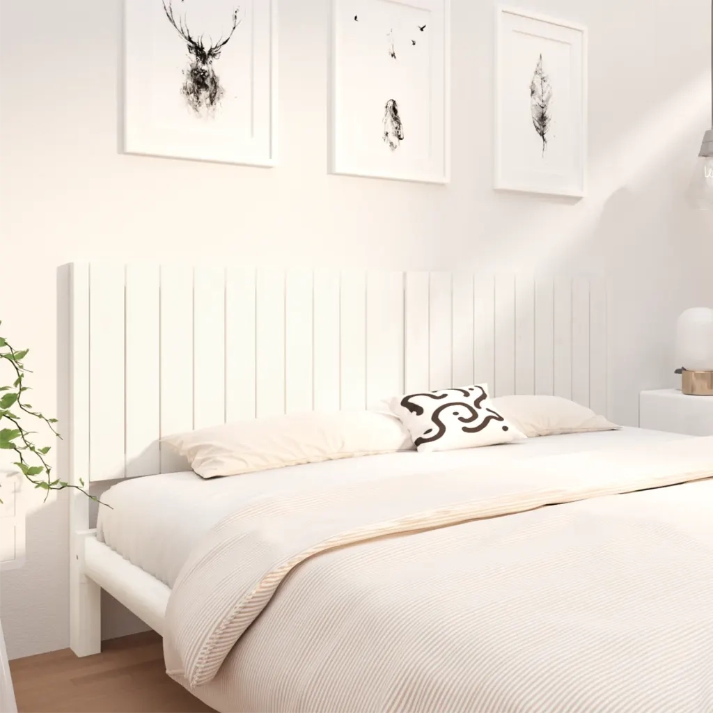 Testiera | Testata per Letto Bianca 205,5x4x100 cm Legno Massello di Pino