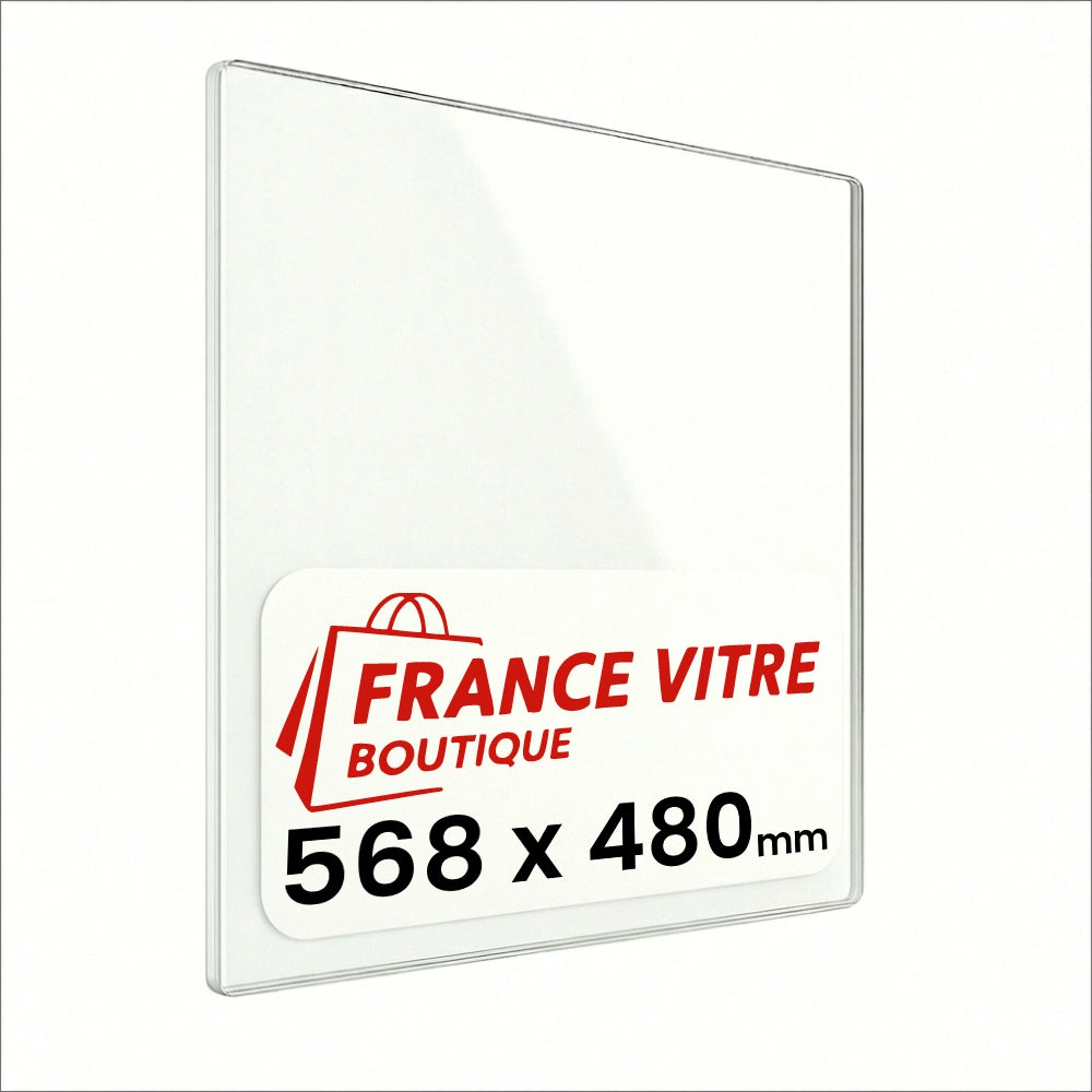 568 x 480 x 4 mm - Vetro per stufa a legna - vetro camino di ricambio - vetro per caminetto resistente al fuoco - France Vitre