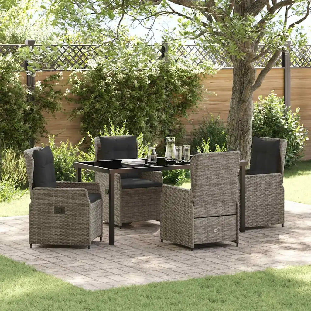 Set da Pranzo per Giardino 5 pcs Grigio polyrattan 3380956