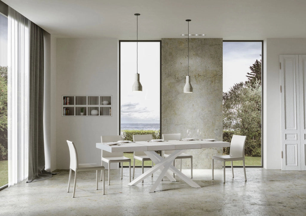 Tavolo Allungabile 130-234x90x77 cm Volantis Premium Bianco Frassino Telaio Bianco