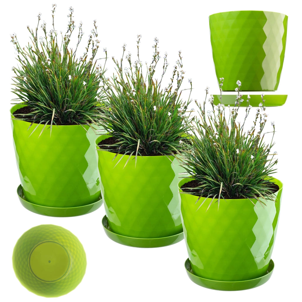 Vaso da fiori KADAX, coprivaso, 25 cm, supporto per fiori, plastica verde, 3 pezzi.