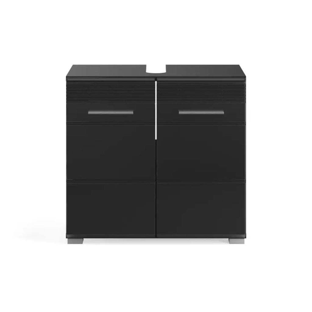 Set di mobili per bagno: Mobile sotto lavabo + colonna bagno + Mobiletto con specchi - Nero
