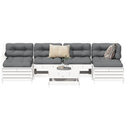 Set Divani da Giardino 7 pz Bianco in Legno Massello di Pino 3250989
