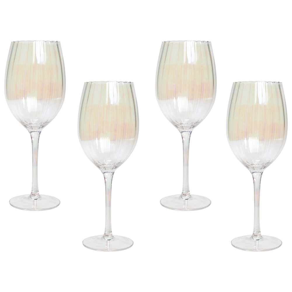 Set di 4 calici da vino rosso in vetro soffiato a mano con finitura iridescente 53 cl calici da tavola