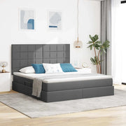 Letto con contenitore e LED con led Grigio scuro 180 x 200 cm