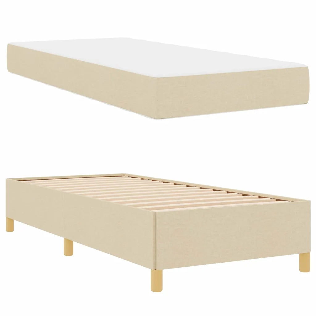 Struttura del letto con materasso Crema 90 x 200 cm Tessuto
