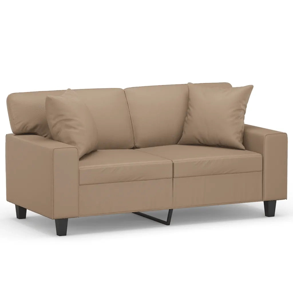 Divano | Divano da soggiorno | Sofa a 2 Posti con Cuscini Cappuccino 120 cm in Similpelle