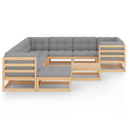 Set Divani Giardino 11 pz con Cuscini in Legno Massello di Pino 3077079