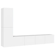 Set di mobili da 4 pezzi tra cui armadio credenza mobile TV televisore per soggiorno camera da letto salotto legno ingegnerizzato bianco 02_0024682