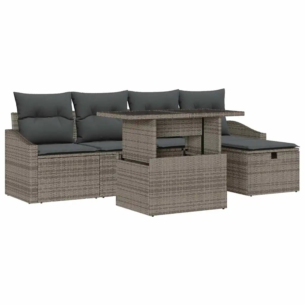 Set Divano da Giardino 6 pcs Grigio polyrattan