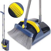 Set di aspirapolvere e pennello con asta lunga 119 cm - pennello per pulizia - contenitore per polvere in posizione verticale - pulizia interna ed esterna - blu - giallo Set di aspirapolvere e pennello con asta lunga 119 cm