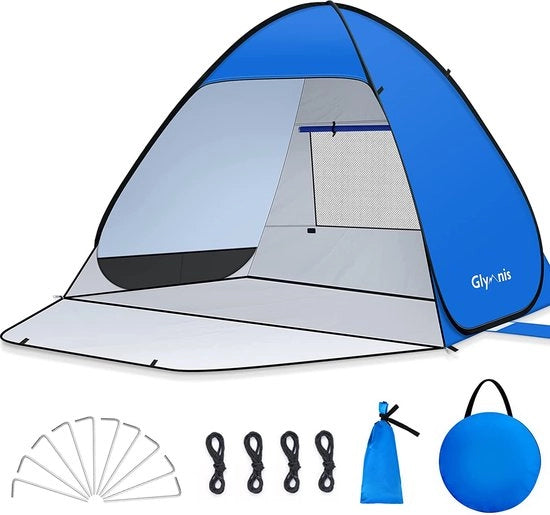 Ombrellone da spiaggia Pop-up ombrellone con chiusura a cerniera Protezione UV 50+ Protezione dal vento Pacco contenente 1 Ombrellone blu