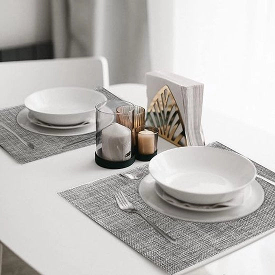 Piatti per tavolo, lavabili, set da 6 pezzi, PVC, resistente al calore, antiscivolo, per cucina, sala da pranzo, hotel, 45 x 30 cm, grigio