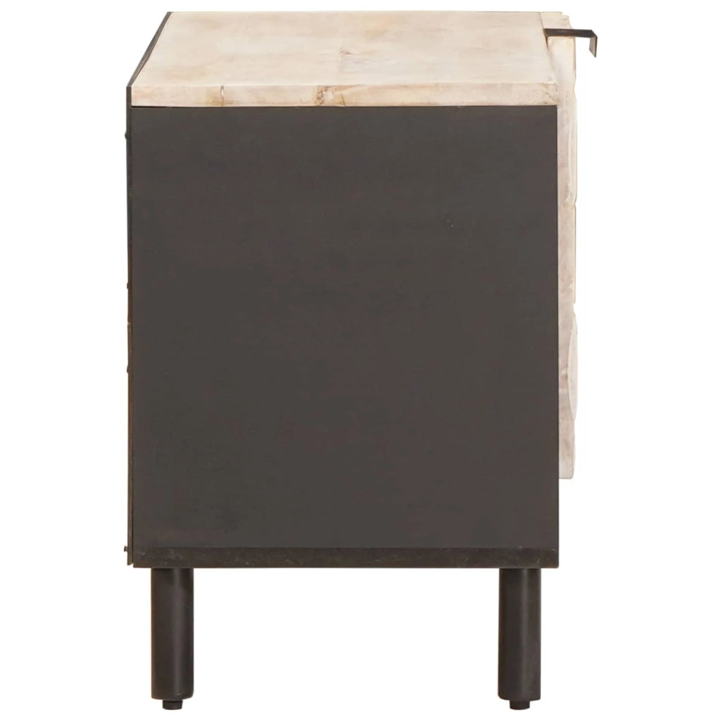 Mobile TV moderno e compatto con spazio interno stile minimalista 80 x 33 x 46 cm legno di mango bianco 02_0057767