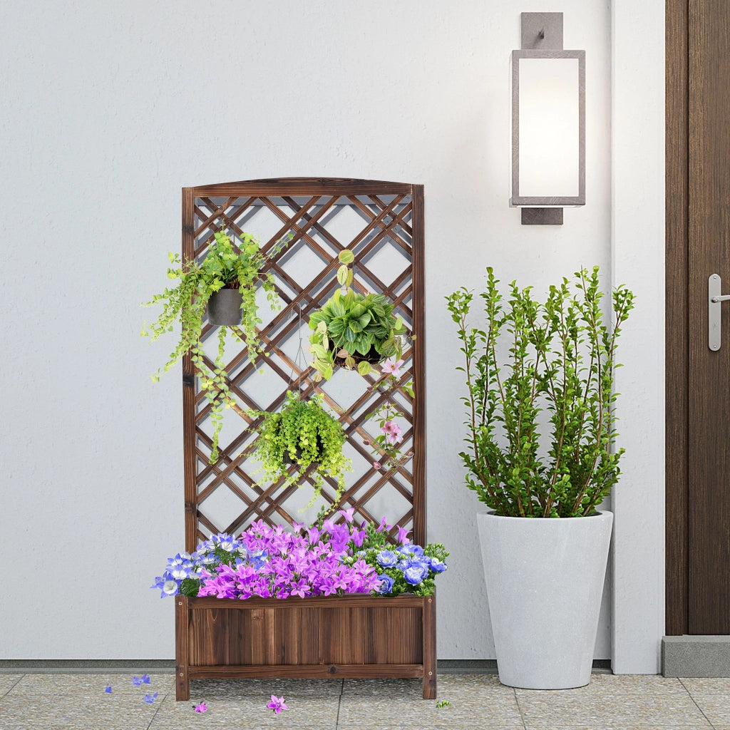 Jardinera con Celos¨ªa di Legno per Piante Rampicanti ¨C Zephmum ¨C 60x30x122,5 cm Marrone
