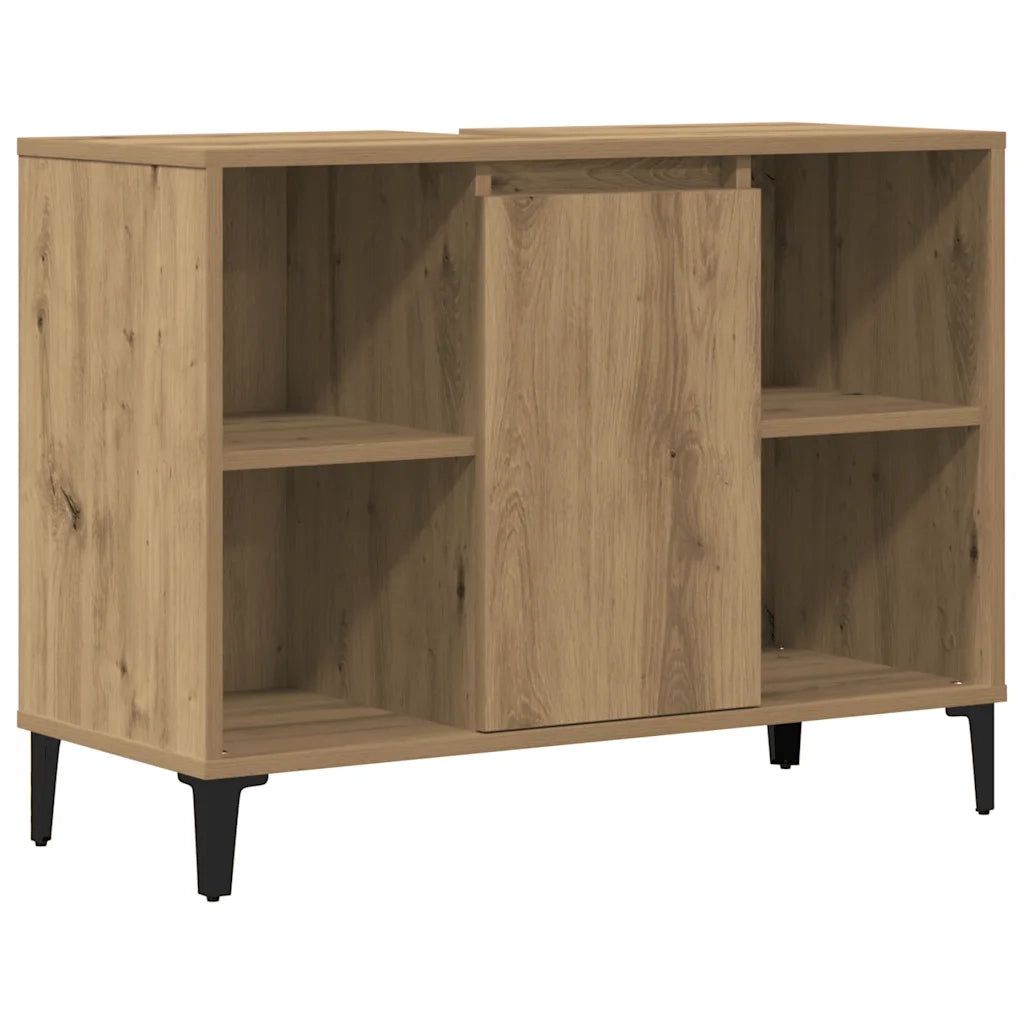 Armoire d'évier chêne artisanal 80x33x60 cm bois d'ingénierie