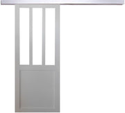 Porta scorrevole da officina rivestita di bianco, larghezza 73 + binario in alluminio