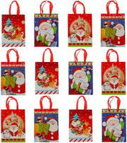 Set di 12 sacchetti di regalo riutilizzabili - Dimensioni 24 x 18 x 7 cm - Sacchetti di Natale - Con maniglie per trasporto - Motivi teneri - Borse da regalo