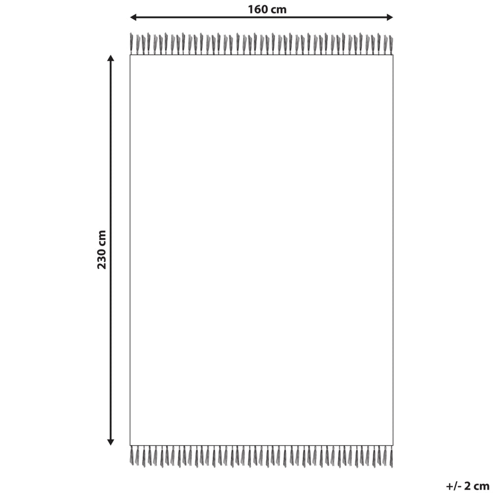Tappeto di pezza in cotone grigio 160 x 230 cm con frangia rettangolare fatto a mano Boho eclettico
