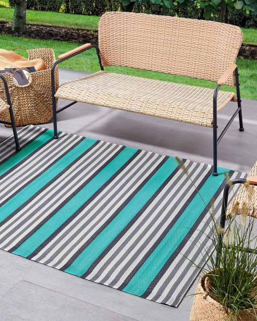 Tappeto per esterni in tessuto sintetico turchese 120 x 180 cm stile moderno minimale