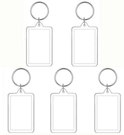 Sostegno per chiavi fotografico a doppia faccia - 5 pezzi - Rettangolare 7,6 x 5,6 cm - Translucido - Personalizzato - Facile da utilizzare