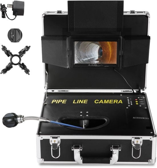 Sistema di ispezione fognaria, 18 cm Schermo, 1000TVL Camera, 20 m Cavo, IP68 Impermeabile, Ispezione professionale di condotte fognarie