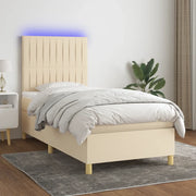 Letto a Molle con Materasso e LED Crema 80x200 cm in Tessuto cod mxl 62910