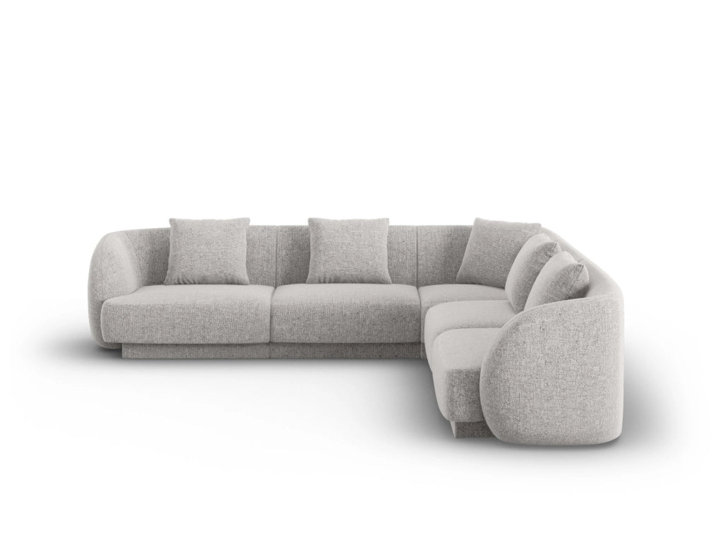 Cosmopolitan Design - Divano angolare reversibile "Tulum" 5 posti in ciniglia grigio chiaro 