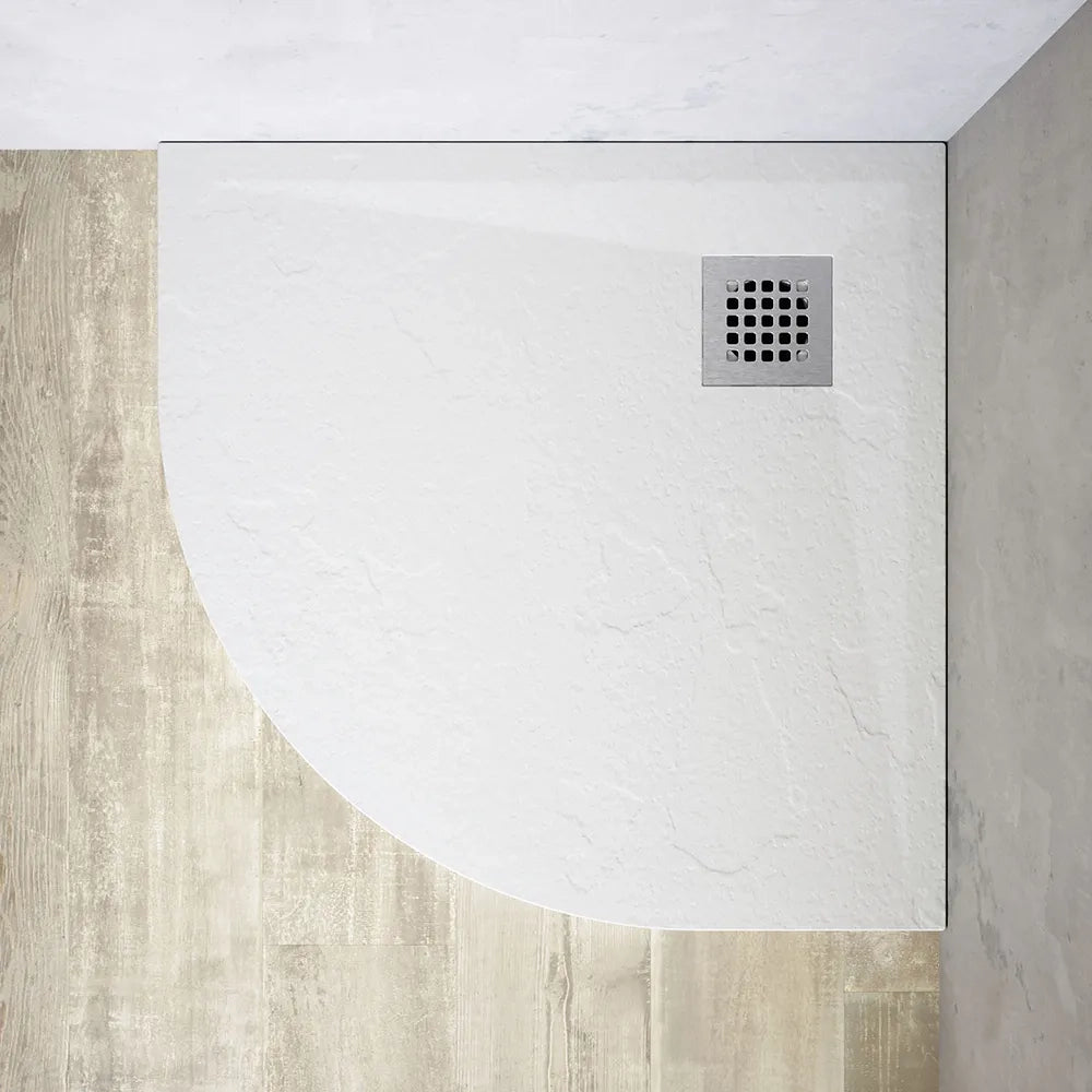 Piatto doccia semicircolare 80x80 cm in marmoresina bianco effetto pietra h3 cm | Milos