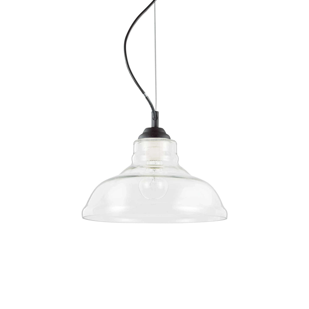 Sospensione Vintage-Decò Bistro' Metallo Trasp. 1 Luce E27 D28