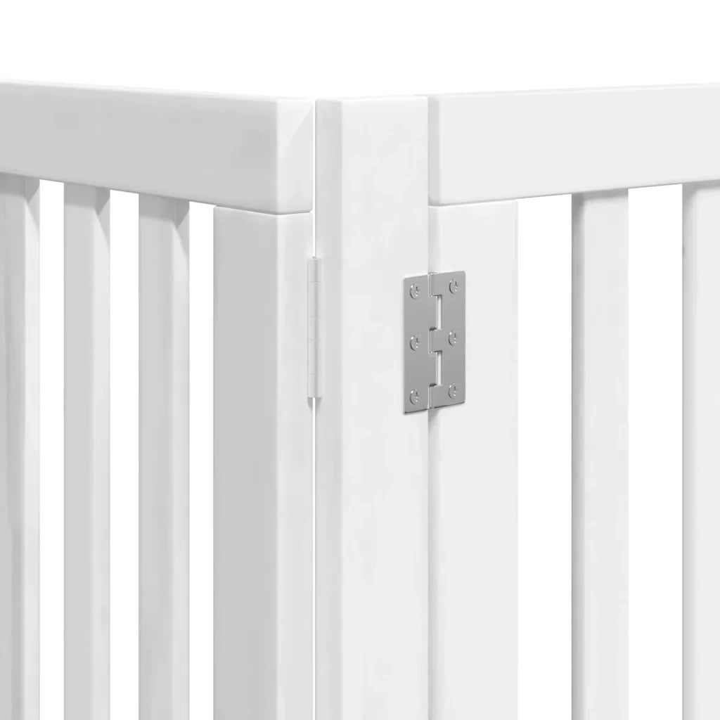 Cancello Cani Porta Pieghevole Bianco 9 Pannelli 450 cm Pioppo 3155650