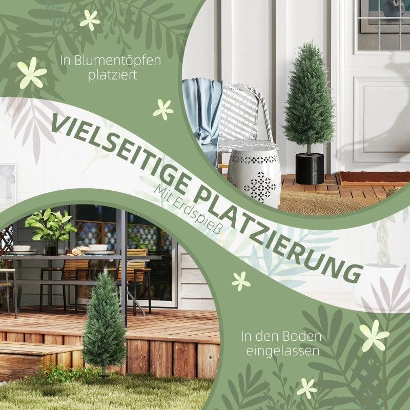 Cipressi artificiali, set da 2 con paletto di fissaggio, 100 cm, pianta artificiale in plastica, piante artificiali, albero artificiale, decorazione
