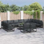 Set Divano da Giardino con cuscino 12 pcs Nero Alluminio 3378918