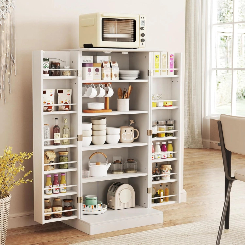 Mobile Cucina Dispensa con 2 Ante, Armadio Cucina Dispensa con 16 Ripiani Regolabili, Dispositivo Antiribaltamento, Mobile Cucina per Sala da Pranzo, Soggiorno, 60 x 40 x 120 cm, 2 Colori