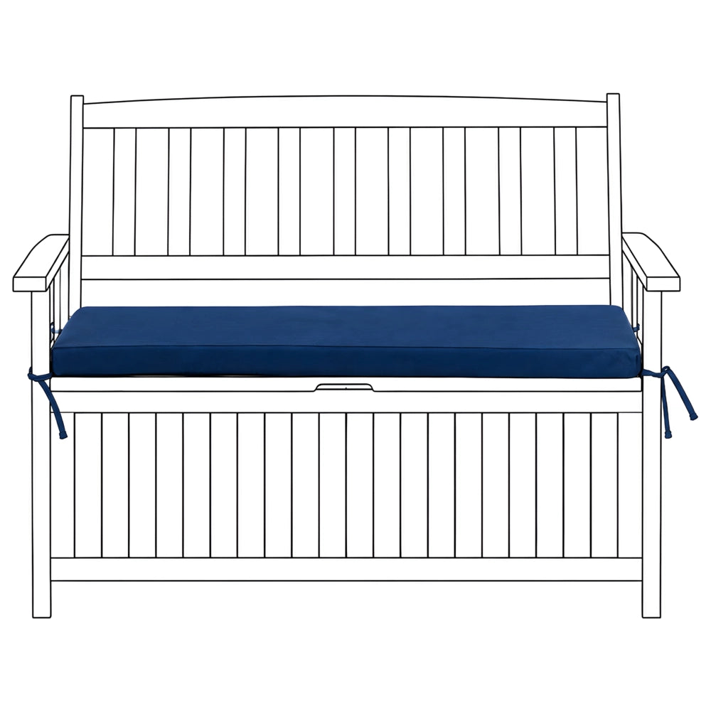 Cuscino per panche da esterno con lacci e rivestimento sfoderabile in tessuto blu con lacci, resistenti ai raggi UV e idrorepellenti