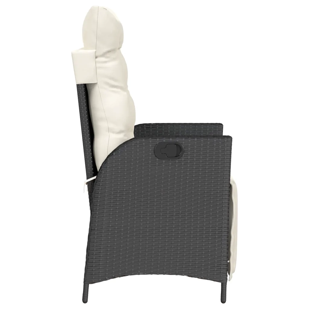 Set da Bistrò 3 pz con Cuscini Nero in Polyrattan