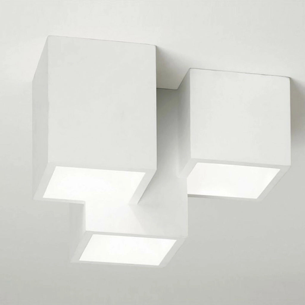 Lampada gesso da soffitto plafoniera a 3 cubi attacco faretto GU10 luce 4000K