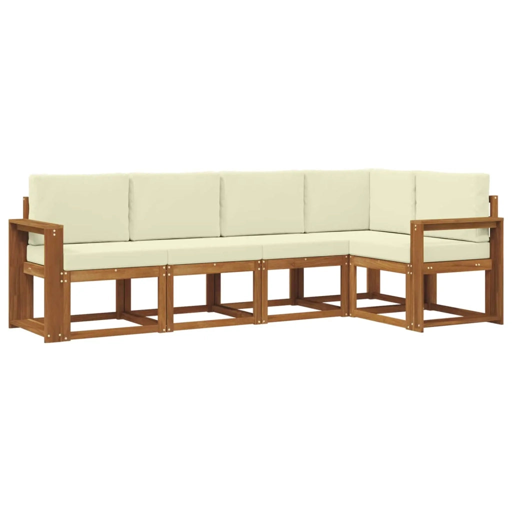 Set di divani da esterno con cuscino 5 pcs Naturale e Crema