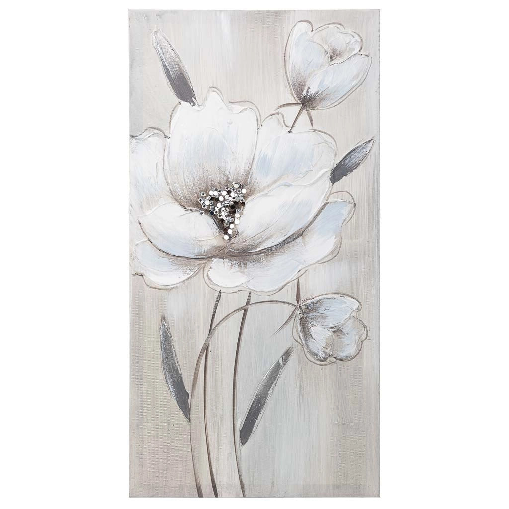 Quadro dipinto a mano con rilievo grigio 30x60x2,5h