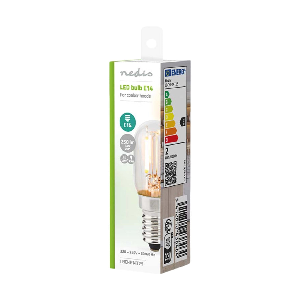Lampadina a Filamento LED E14 T25 2W per Cappa da Cucina Basso Consumo Trasparente Nedis