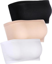 Bralette senza cintura per donne, senza sostegno, top bustier estensibile, disponibile in diverse colori, 3 pezzi.