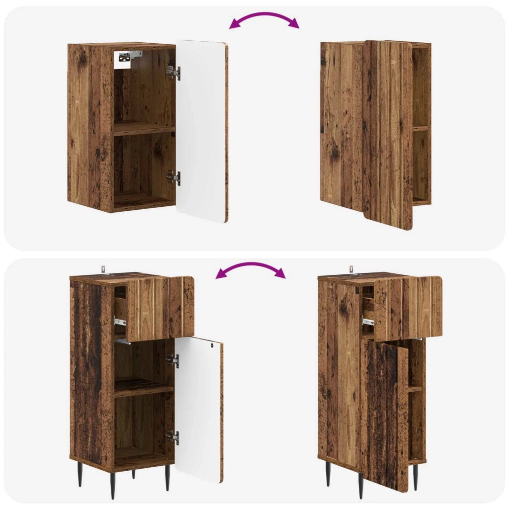 Set di armadietti da bagno in 3 pezzi ZWOLLE Legno antico 3417763