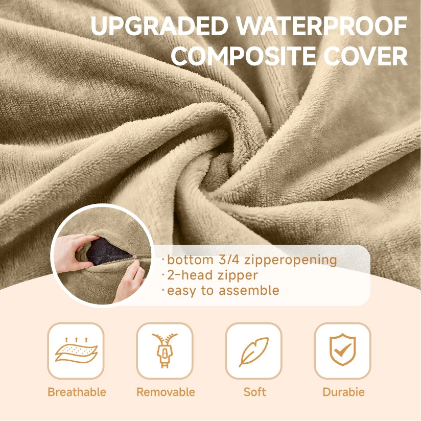 Pouf letto con supporto allevia pressione e forma personalizzabile, sfoderabile, per relax e ospiti, in spugna, apricot