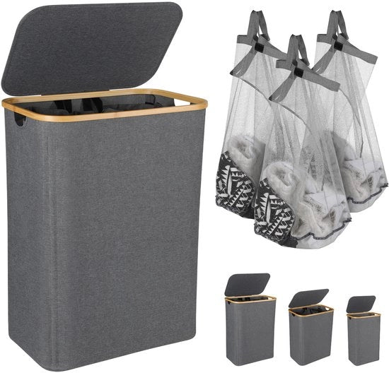 Asciugatrice a Tamburo in Bambù Naturale, 160L, Grigio