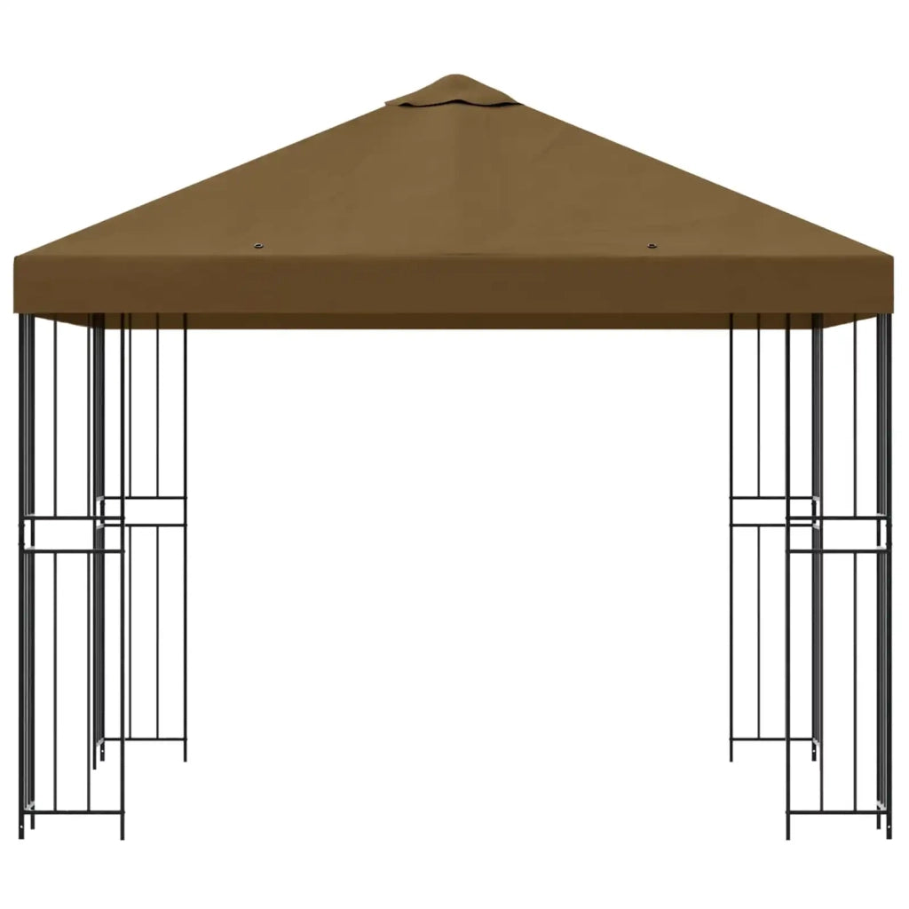 Gazebo 3 x 3 m Tortora Poliestere e Acciaio 190 gsm