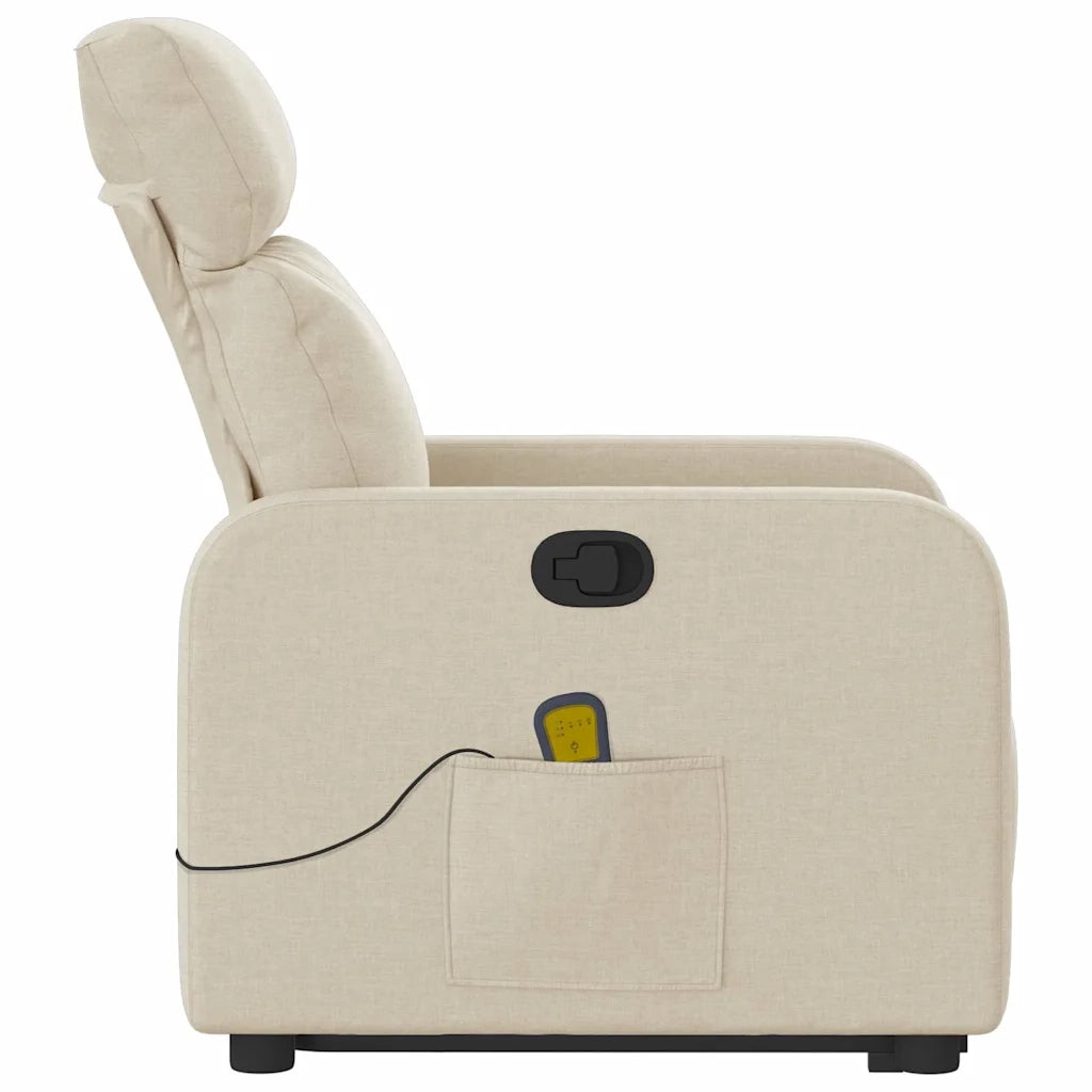Poltrona Alzapersona Massaggiante | Sedia Relax Reclinabile Crema in Tessuto