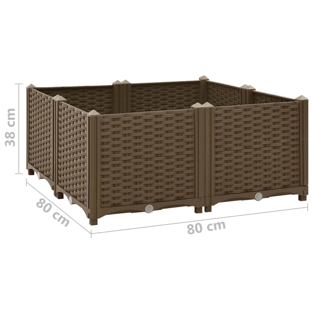 Fioriera rialzata per piante e fiori giardino 80 x 80 x 38 cm polipropilene marrone 02_0000957