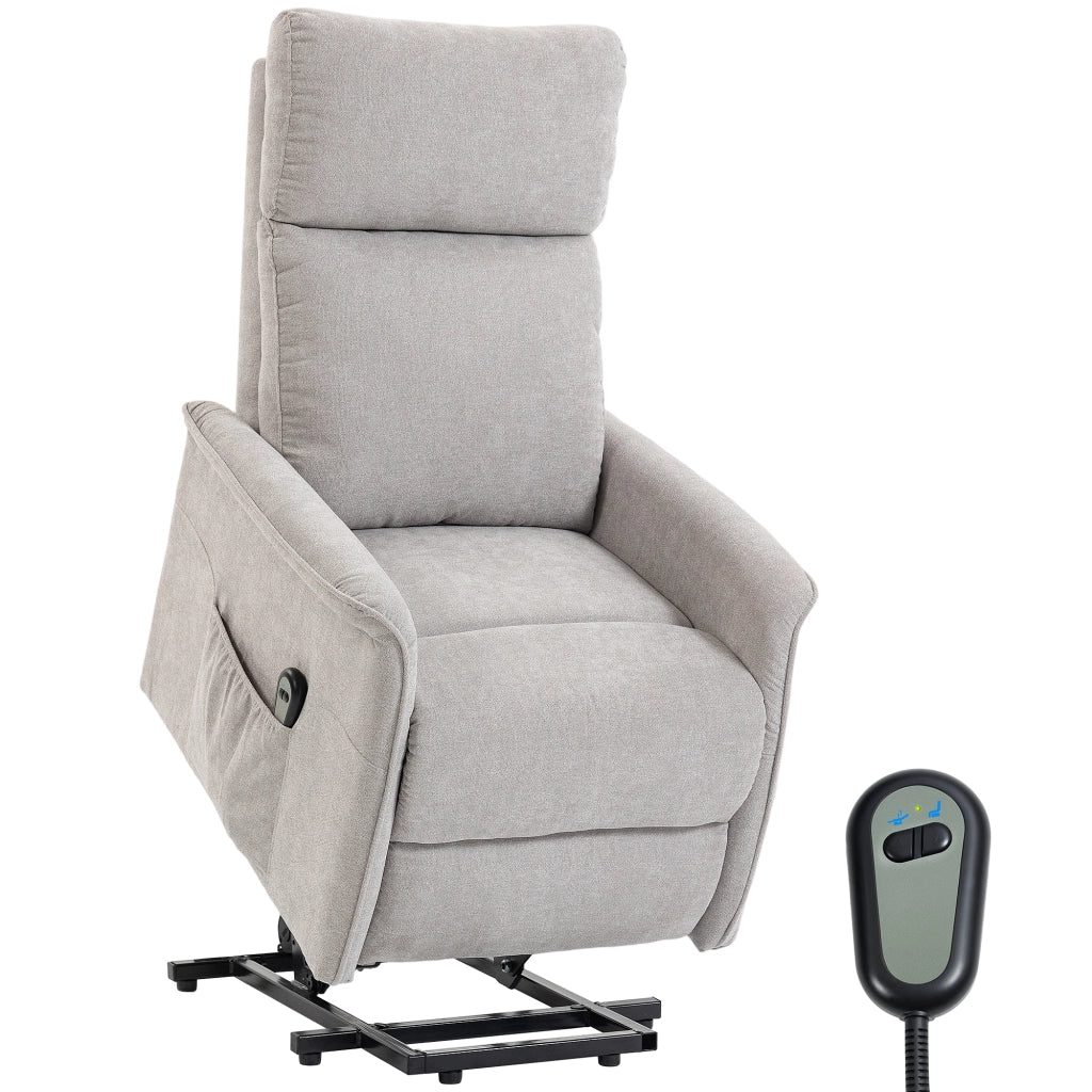 Poltrona Relax Elettrica Alzapersona ¨C Xylo ¨C Tessuto Chenille Grigio con Poggiapiedi Reclinabile