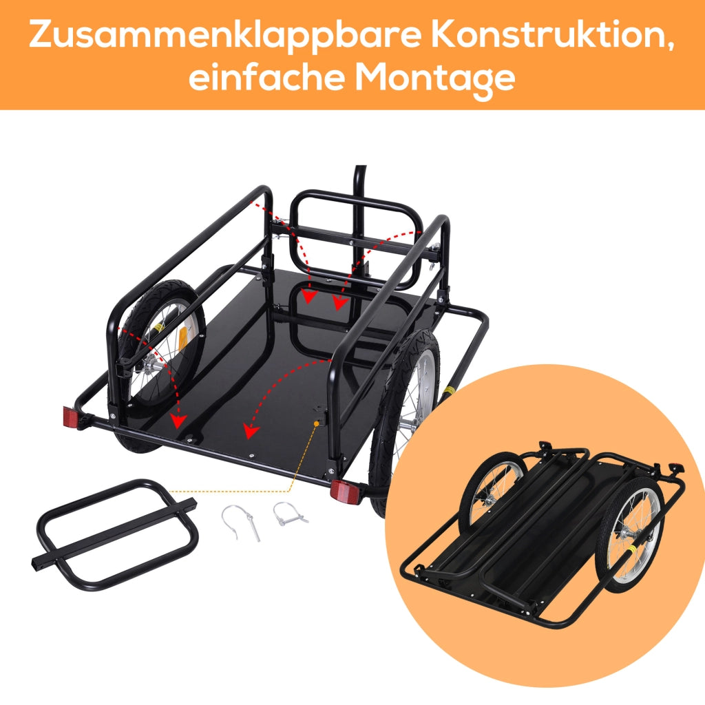 Rimorchio per bicicletta pieghevole ¨C Xylo ¨C 155x71,5x77 cm, capacit¨¤ 40 kg